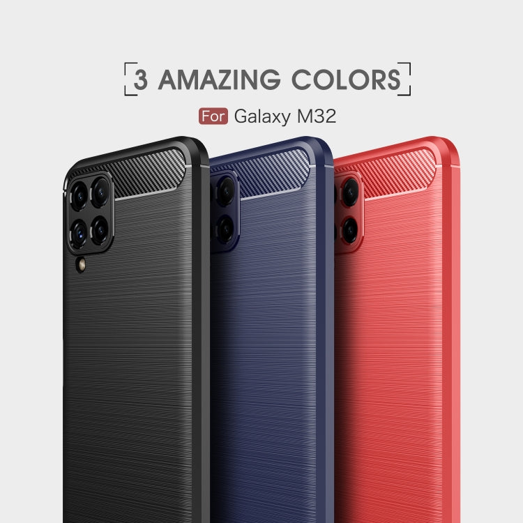 Custodia in TPU in fibra di carbonio con trama spazzolata, For Samsung Galaxy M32 (india)