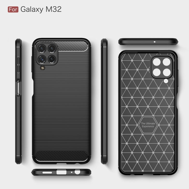 Custodia in TPU in fibra di carbonio con trama spazzolata, For Samsung Galaxy M32 (india)