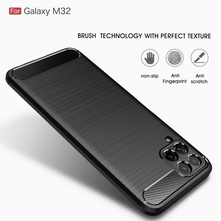Custodia in TPU in fibra di carbonio con trama spazzolata, For Samsung Galaxy M32 (india)