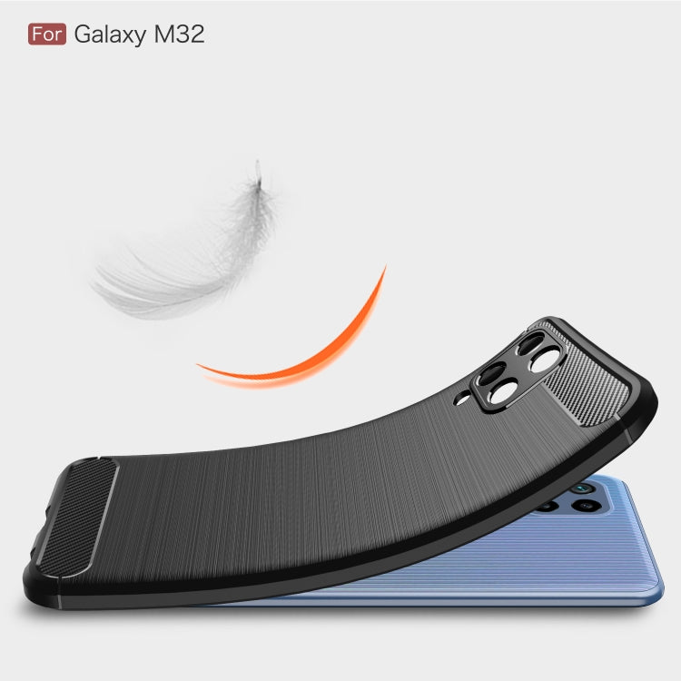 Custodia in TPU in fibra di carbonio con trama spazzolata, For Samsung Galaxy M32 (india)