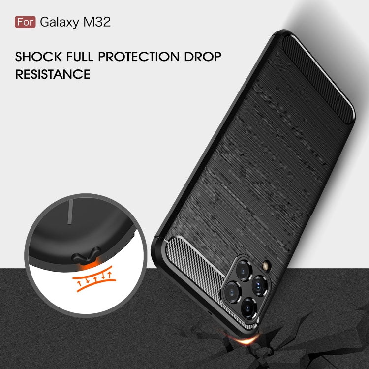 Custodia in TPU in fibra di carbonio con trama spazzolata, For Samsung Galaxy M32 (india)