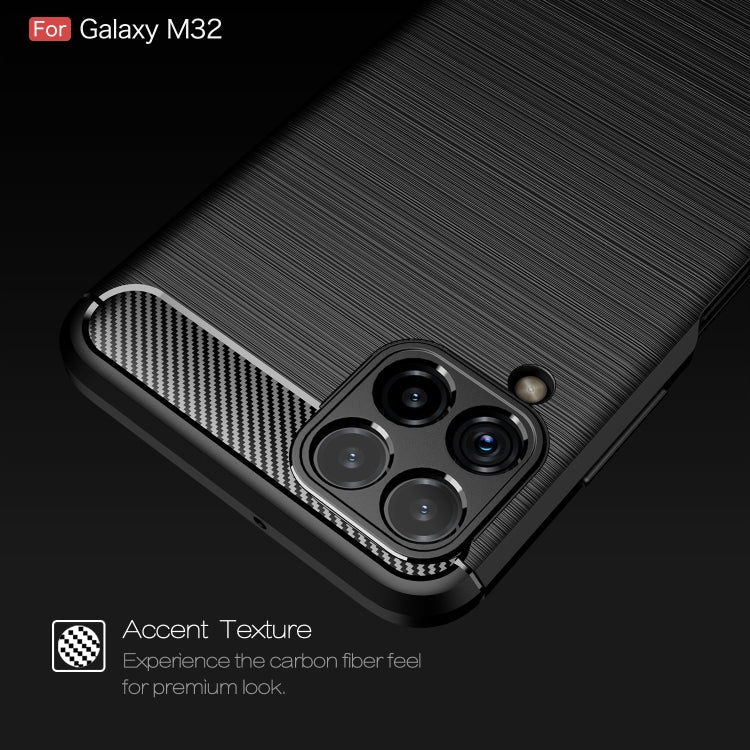 Custodia in TPU in fibra di carbonio con trama spazzolata, For Samsung Galaxy M32 (india)
