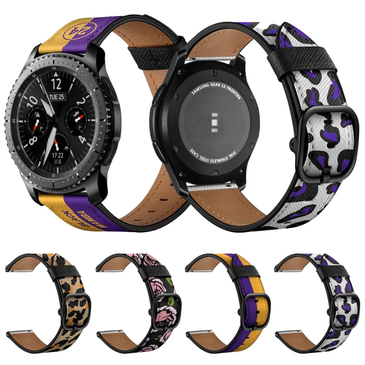 Cinturino di ricambio per cinturino universale in pelle stampata, 22mm For Xiaomi Haylou RT RS3 LS04 / LS05S, 22mm For Samsung Galaxy Watch 46mm
