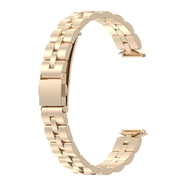 Per Fitbit Luxe Special Edition Cinturino di ricambio con fibbia piatta in acciaio inossidabile a tre sfere