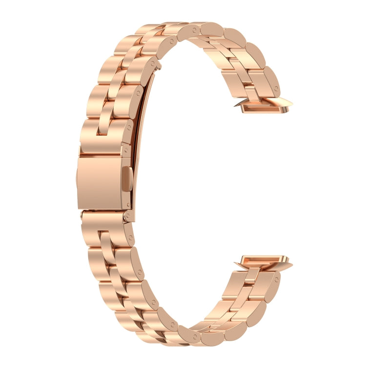 Per Fitbit Luxe Special Edition Cinturino di ricambio con fibbia piatta in acciaio inossidabile a tre sfere