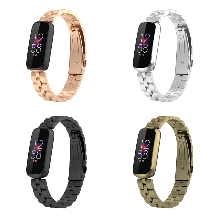 Per Fitbit Luxe Special Edition Cinturino di ricambio con fibbia piatta in acciaio inossidabile a tre sfere