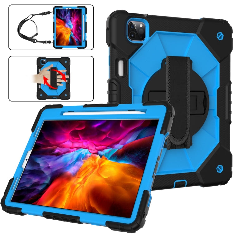 Custodia protettiva in silicone antiurto per robot a colori a contrasto + custodia protettiva per PC con supporto e tracolla per iPad Pro 11 2021/2020/2018 / iPad Air 4 10.9 2020, For iPad Pro 11 2022 / 2021 / 2020 / 2018 / iPad Air 4 10.9 2020