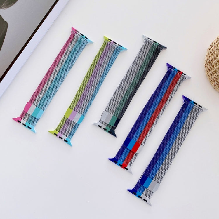 Cinturino di ricambio per cinturino milanese a quattro colori, For Apple Watch Series 7  41mm / & 6 & SE & 5 & 4 40mm, For Apple Watch Series  7  45mm / & 6 & SE & 5 & 4 44mm