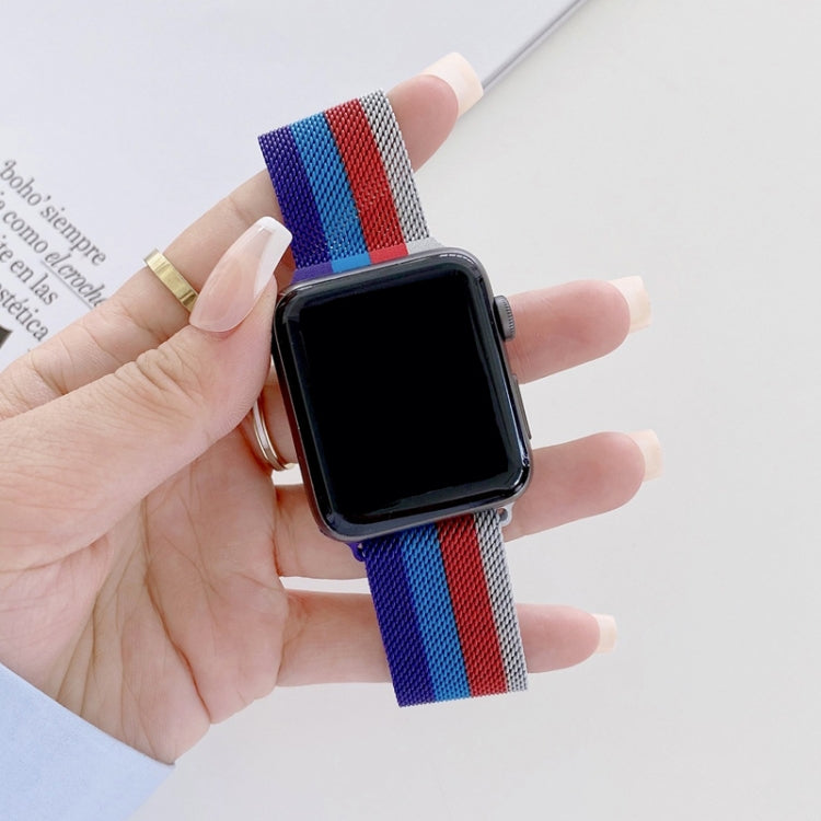 Cinturino di ricambio per cinturino milanese a quattro colori, For Apple Watch Series 7  41mm / & 6 & SE & 5 & 4 40mm, For Apple Watch Series  7  45mm / & 6 & SE & 5 & 4 44mm