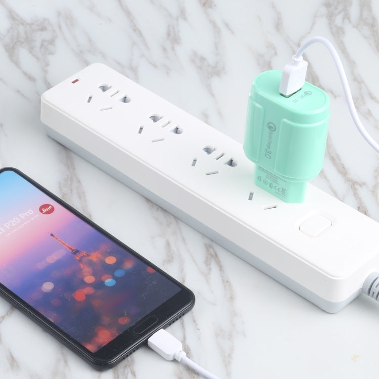 13-3 QC3.0 Caricatore da viaggio Macarons con interfaccia USB singola,, EU Plug, US Plug