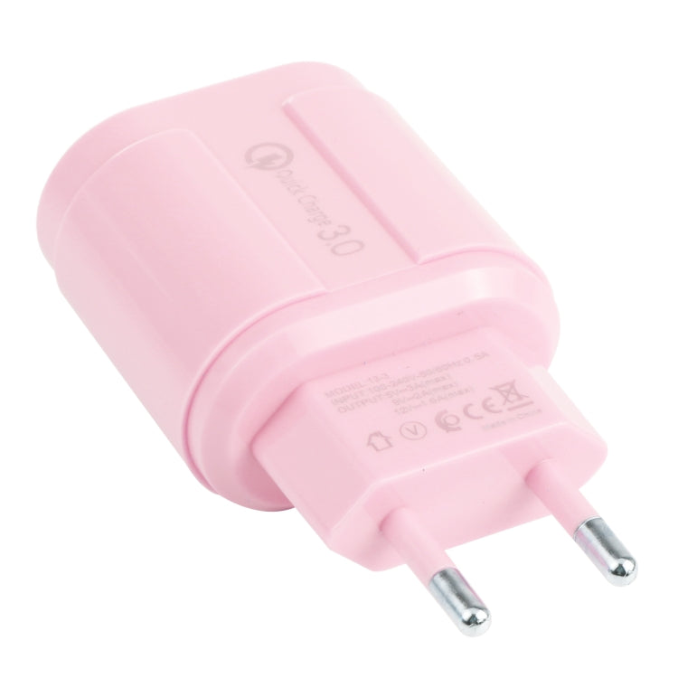 13-222 QC3.0 USB + 2.1A Doppia porta USB Macarons Caricatore da viaggio,, EU Plug, US Plug