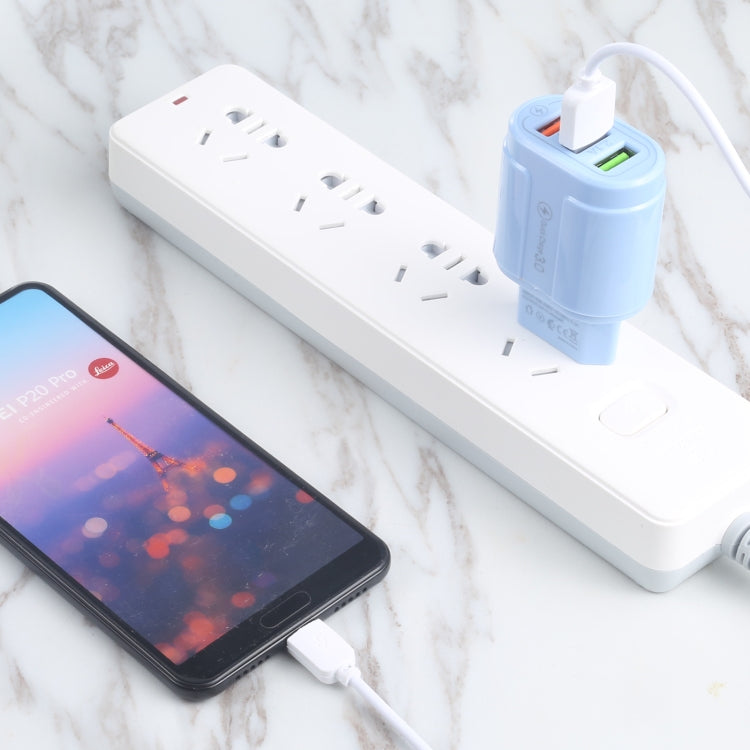 13-222 QC3.0 USB + 2.1A Doppia porta USB Macarons Caricatore da viaggio,, EU Plug, US Plug
