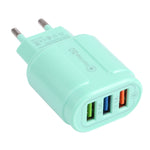 13-222 QC3.0 USB + 2.1A Doppia porta USB Macarons Caricatore da viaggio,, EU Plug, US Plug