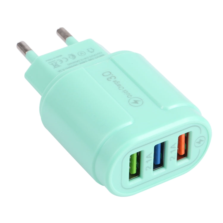 13-222 QC3.0 USB + 2.1A Doppia porta USB Macarons Caricatore da viaggio,, EU Plug, US Plug