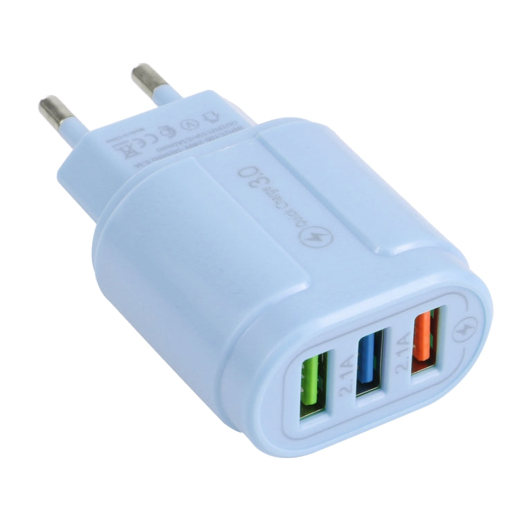13-222 QC3.0 USB + 2.1A Doppia porta USB Macarons Caricatore da viaggio,, EU Plug, US Plug