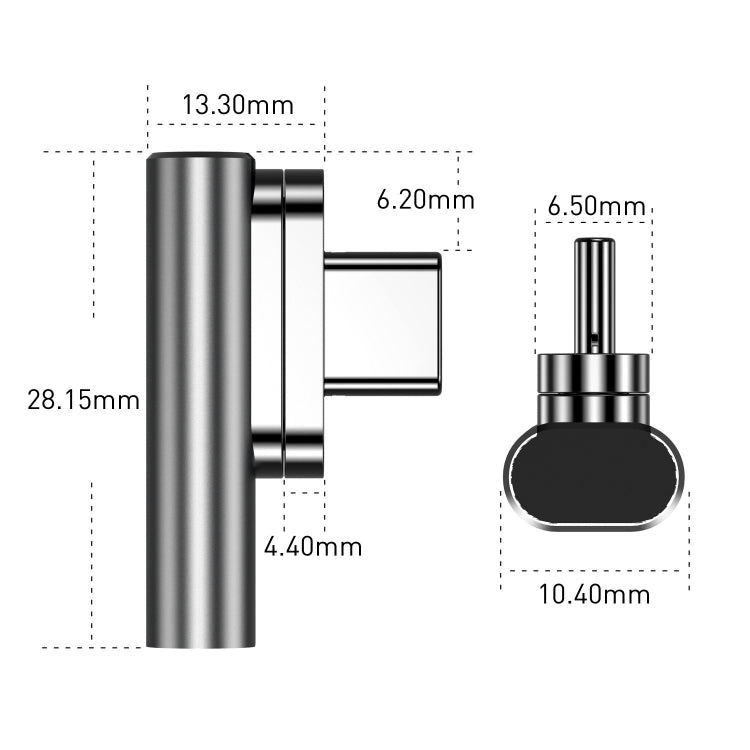 100W USB-C/Type-C femmina a 20 pin magnetico USB-C/Type-C adattatore a gomito maschio