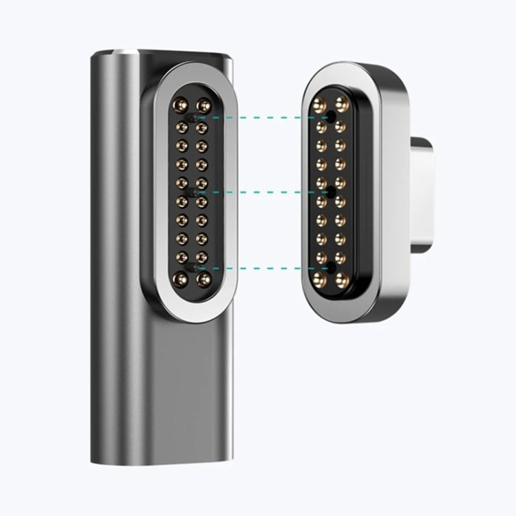 100W USB-C/Type-C femmina a 20 pin magnetico USB-C/Type-C adattatore a gomito maschio