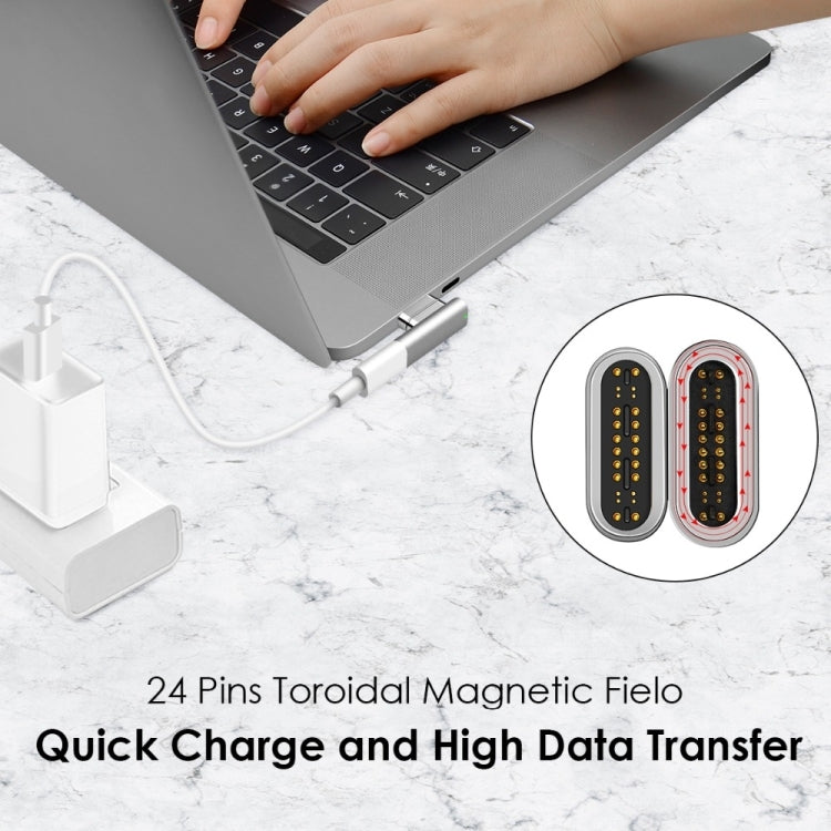 100W USB-C/Type-C femmina a 20 pin magnetico USB-C/Type-C adattatore a gomito maschio