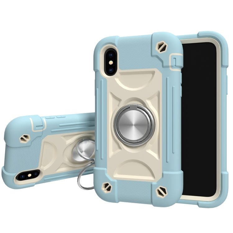 Custodia protettiva antiurto in silicone + PC con supporto a doppio anello, For iPhone X / XS, For iPhone XR