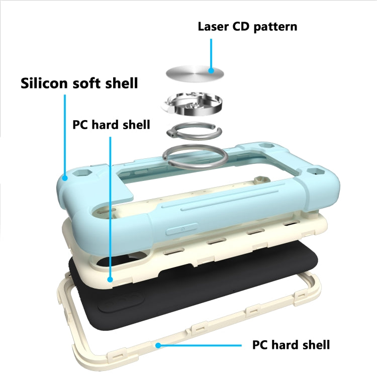 Custodia silicone e PC con doppio anello per iPhone X/XS