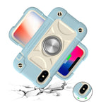Custodia silicone e PC con doppio anello per iPhone X/XS