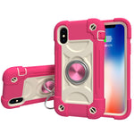 Custodia silicone e PC con doppio anello per iPhone X/XS