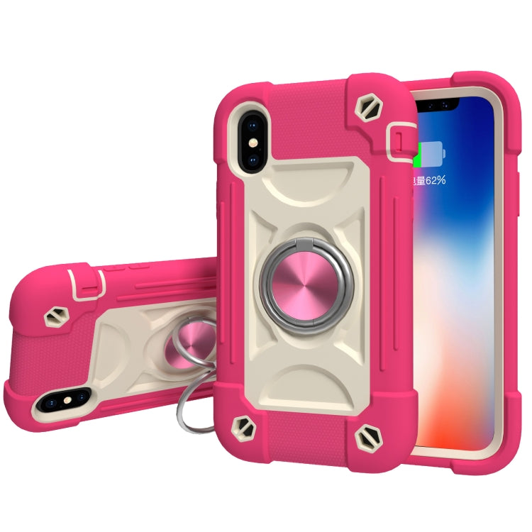Custodia silicone e PC con doppio anello per iPhone X/XS