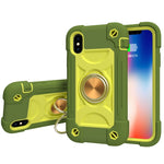 Custodia silicone e PC con doppio anello per iPhone X/XS