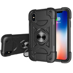 Custodia silicone e PC con doppio anello per iPhone X/XS