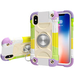 Custodia silicone e PC con doppio anello per iPhone X/XS