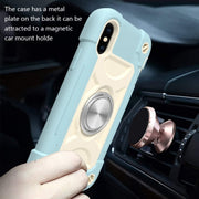 Custodia protettiva antiurto in silicone + PC con supporto a doppio anello, For iPhone XS Max, For iPhone 11