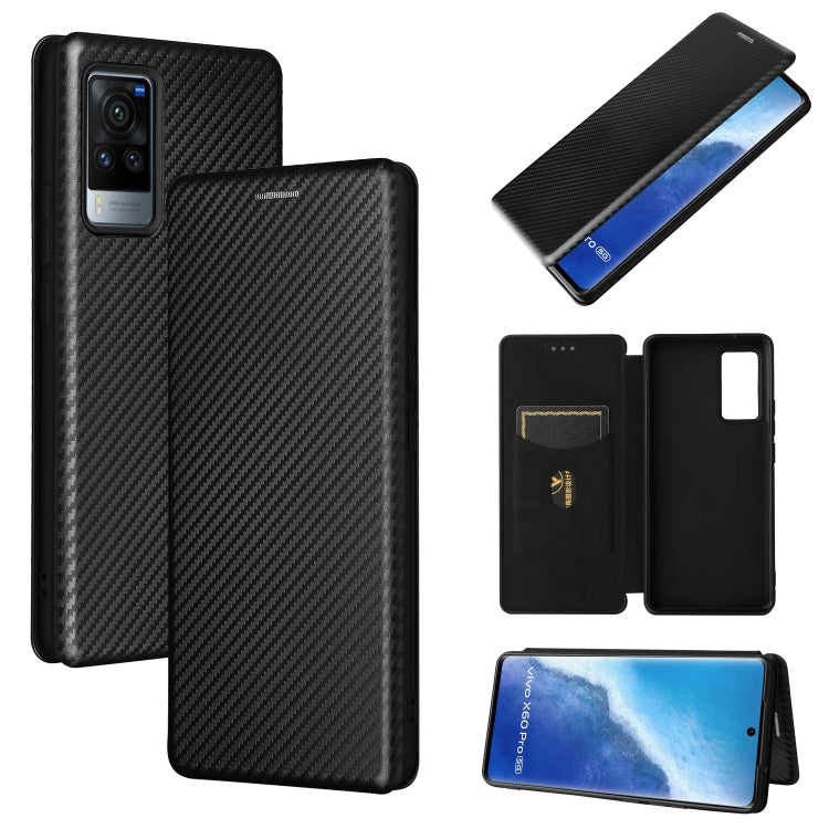 Struttura in fibra di carbonio Flip orizzontale magnetico Custodia in pelle TPU + PC + PU con slot per schede, For vivo X60 Pro / X60 5G, For Nokia C10, For Nokia C20