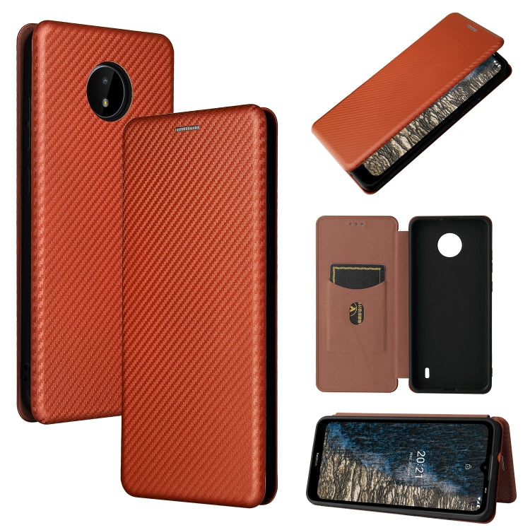 Struttura in fibra di carbonio Flip orizzontale magnetico Custodia in pelle TPU + PC + PU con slot per schede, For vivo X60 Pro / X60 5G, For Nokia C10, For Nokia C20