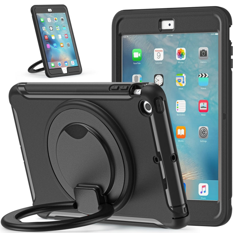 Custodia protettiva antiurto in TPU + PC con supporto per impugnatura pieghevole con rotazione a 360 gradi e slot per penna, For iPad mini 3 / 2 / 1