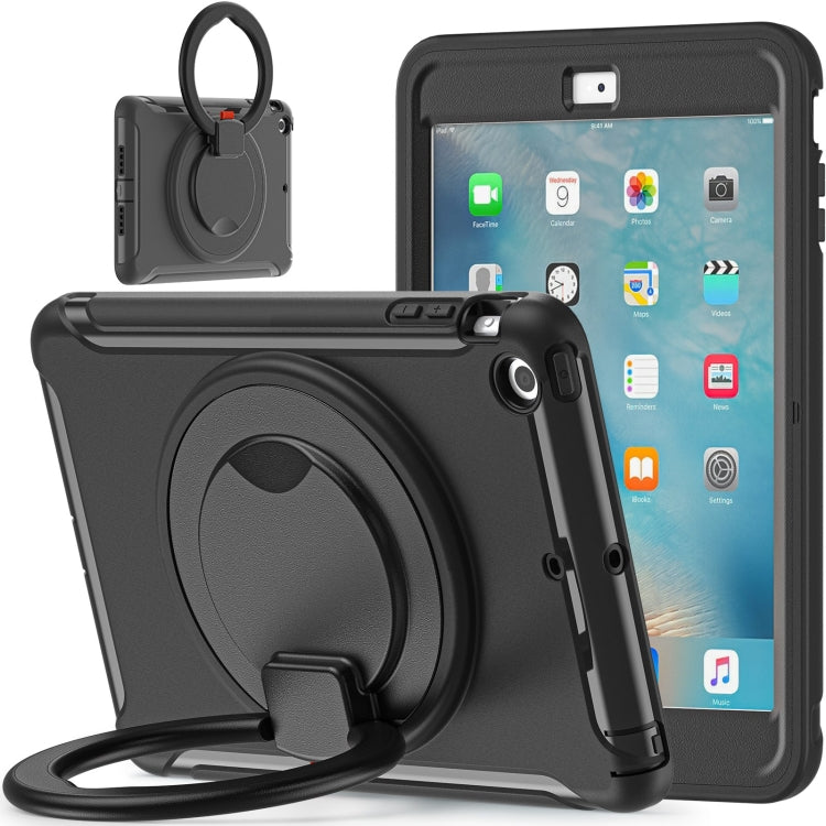 Custodia protettiva antiurto in TPU + PC con supporto per impugnatura pieghevole con rotazione a 360 gradi e slot per penna, For iPad mini 3 / 2 / 1
