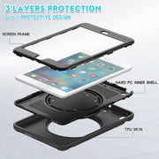 Custodia protettiva antiurto in TPU + PC con supporto per impugnatura pieghevole con rotazione a 360 gradi e slot per penna, For iPad mini 3 / 2 / 1