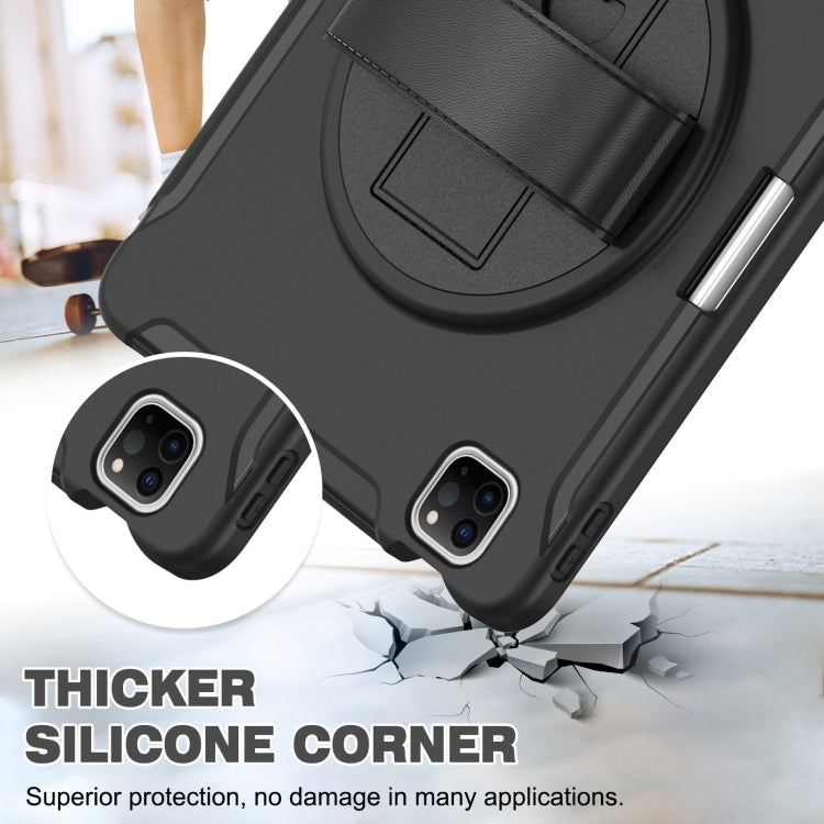 Custodia protettiva antiurto in TPU + PC con supporto per impugnatura pieghevole con rotazione a 360 gradi e slot per penna, For iPad Pro 11 2022 / 2021 / 2020 / 2018