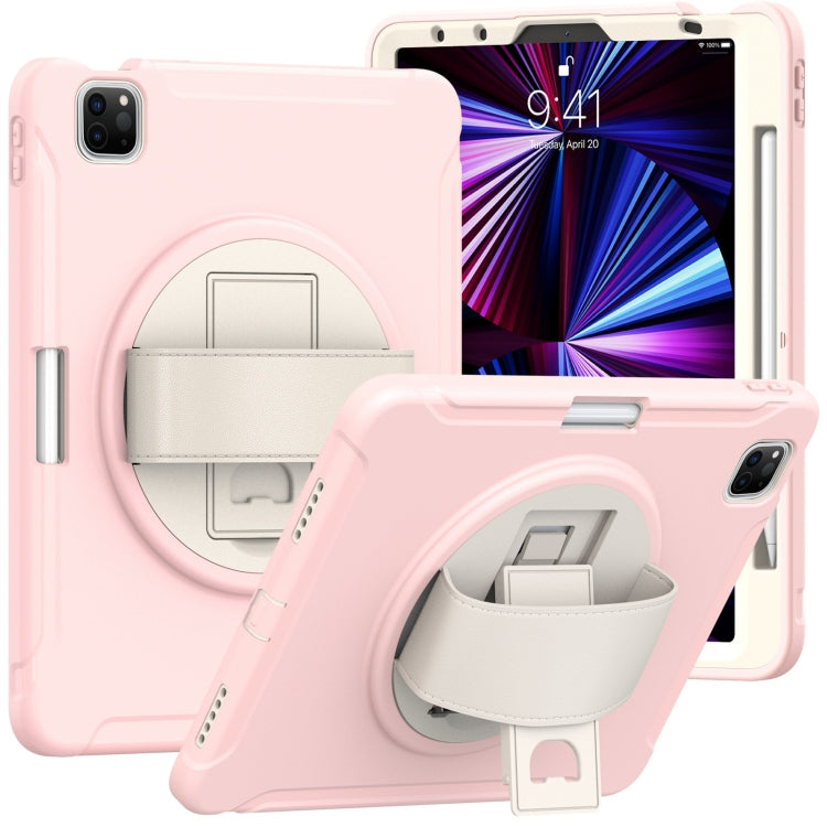 Custodia protettiva antiurto in TPU + PC con supporto per impugnatura pieghevole con rotazione a 360 gradi e slot per penna, For iPad Pro 11 2022 / 2021 / 2020 / 2018