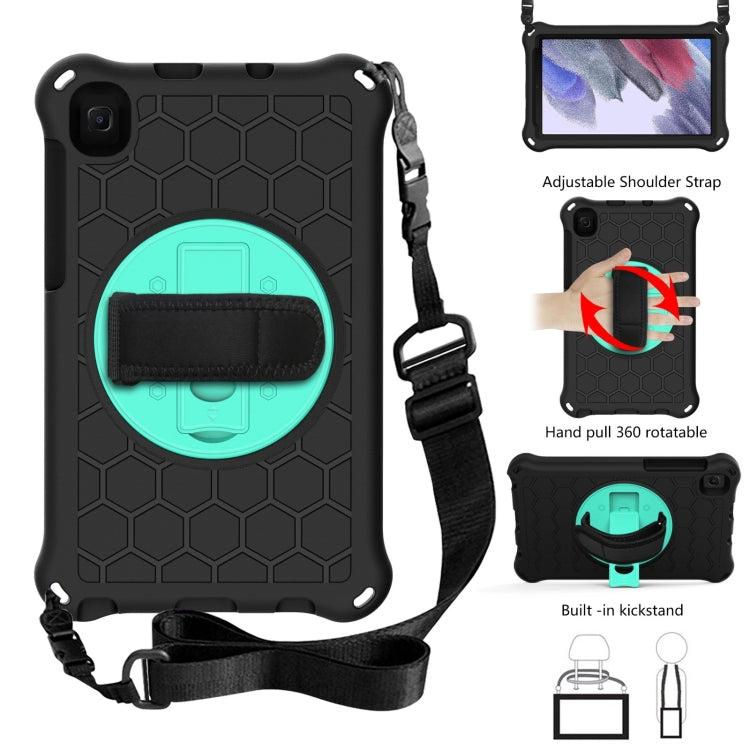 Per Samsung Galaxy Tab A7 Lite 8.7 2021 T220 / T225 Custodia protettiva per PC in silicone antiurto con rotazione a 360 gradi a nido d'ape con supporto e tracolla e cinturino, For Samsung Galaxy Tab A7 Lite 8.7 2021 T220 / T225