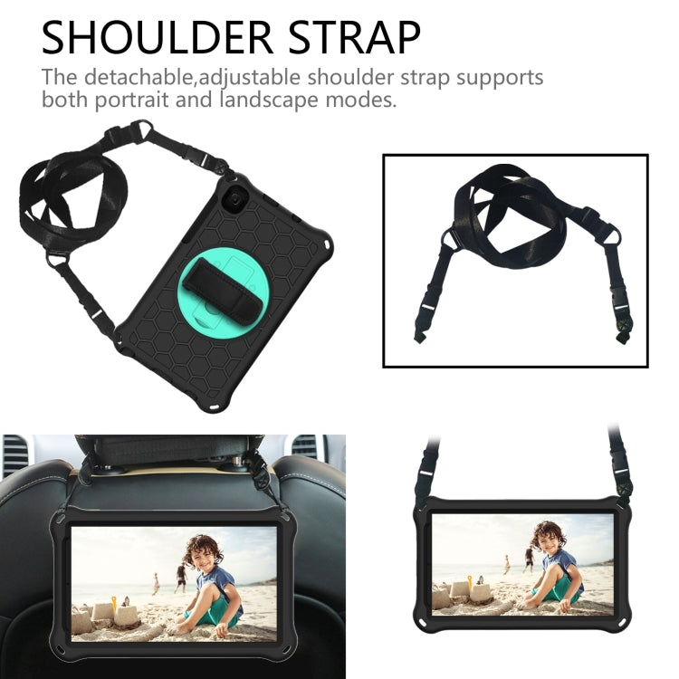 Per Samsung Galaxy Tab A7 Lite 8.7 2021 T220 / T225 Custodia protettiva per PC in silicone antiurto con rotazione a 360 gradi a nido d'ape con supporto e tracolla e cinturino, For Samsung Galaxy Tab A7 Lite 8.7 2021 T220 / T225