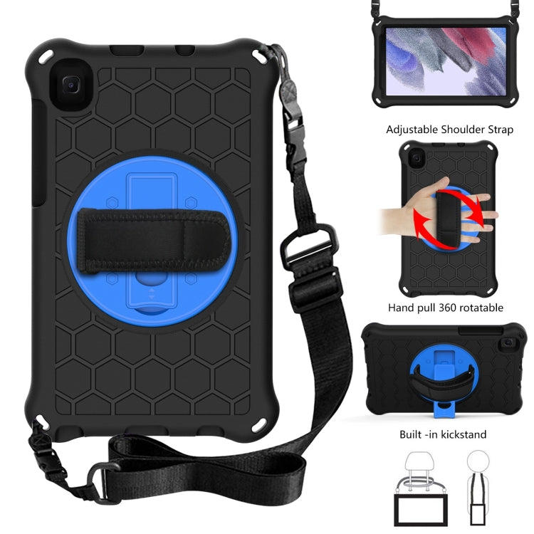 Per Samsung Galaxy Tab A7 Lite 8.7 2021 T220 / T225 Custodia protettiva per PC in silicone antiurto con rotazione a 360 gradi a nido d'ape con supporto e tracolla e cinturino, For Samsung Galaxy Tab A7 Lite 8.7 2021 T220 / T225