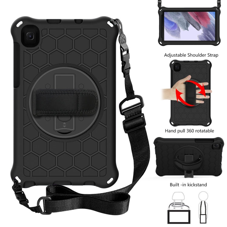 Per Samsung Galaxy Tab A7 Lite 8.7 2021 T220 / T225 Custodia protettiva per PC in silicone antiurto con rotazione a 360 gradi a nido d'ape con supporto e tracolla e cinturino, For Samsung Galaxy Tab A7 Lite 8.7 2021 T220 / T225