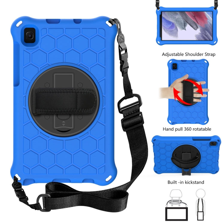 Per Samsung Galaxy Tab A7 Lite 8.7 2021 T220 / T225 Custodia protettiva per PC in silicone antiurto con rotazione a 360 gradi a nido d'ape con supporto e tracolla e cinturino, For Samsung Galaxy Tab A7 Lite 8.7 2021 T220 / T225