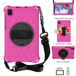 Per Samsung Galaxy Tab A7 Lite 8.7 2021 T220 / T225 Custodia protettiva per PC in silicone antiurto con rotazione a 360 gradi a nido d'ape con supporto e tracolla e cinturino, For Samsung Galaxy Tab A7 Lite 8.7 2021 T220 / T225