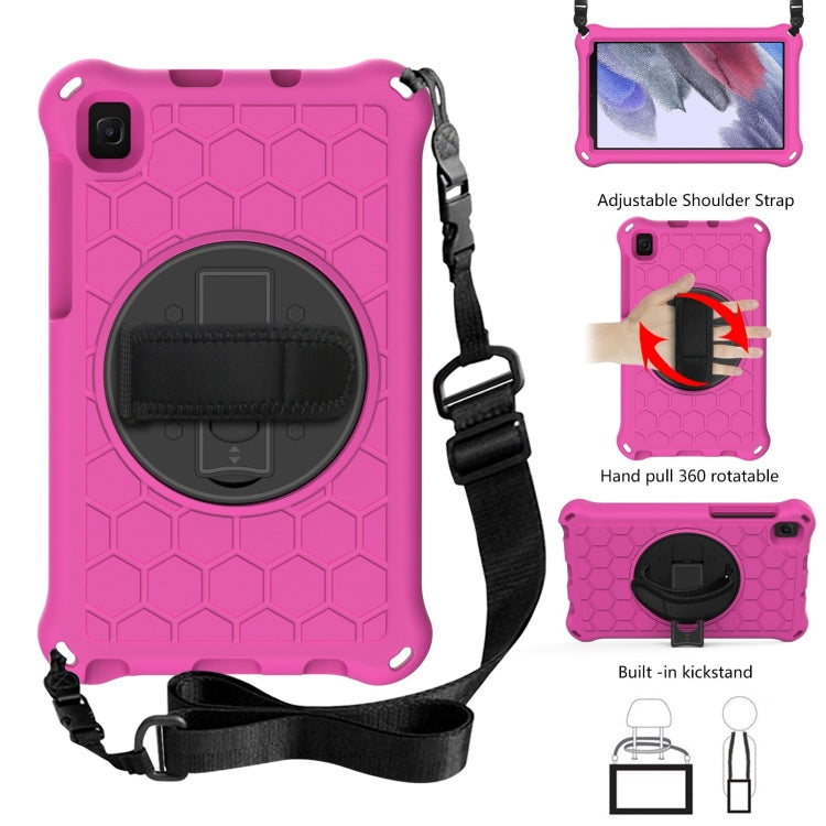 Per Samsung Galaxy Tab A7 Lite 8.7 2021 T220 / T225 Custodia protettiva per PC in silicone antiurto con rotazione a 360 gradi a nido d'ape con supporto e tracolla e cinturino, For Samsung Galaxy Tab A7 Lite 8.7 2021 T220 / T225