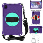 Per Samsung Galaxy Tab A7 Lite 8.7 2021 T220 / T225 Custodia protettiva per PC in silicone antiurto con rotazione a 360 gradi a nido d'ape con supporto e tracolla e cinturino, For Samsung Galaxy Tab A7 Lite 8.7 2021 T220 / T225