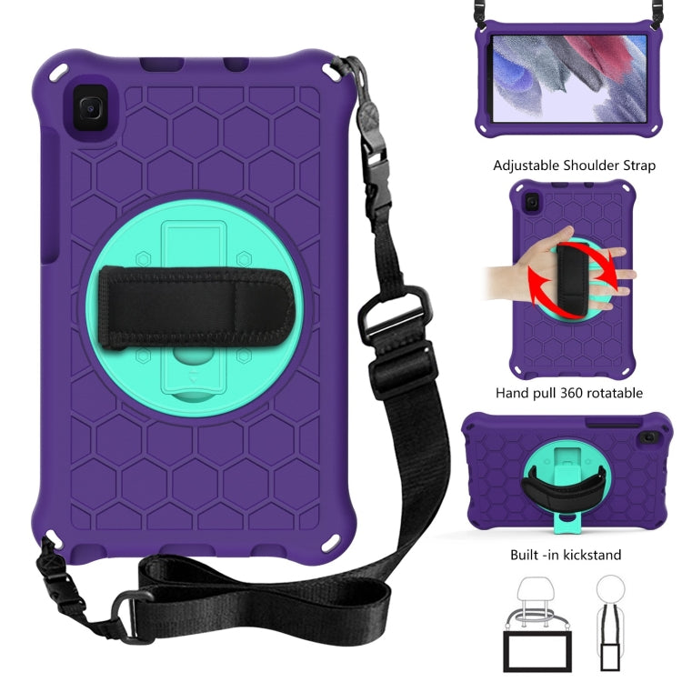 Per Samsung Galaxy Tab A7 Lite 8.7 2021 T220 / T225 Custodia protettiva per PC in silicone antiurto con rotazione a 360 gradi a nido d'ape con supporto e tracolla e cinturino, For Samsung Galaxy Tab A7 Lite 8.7 2021 T220 / T225