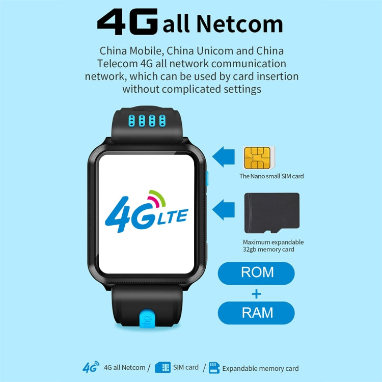 W5 1,54 pollici Full-fit Screen Dual Camera Smart Phone Watch, Supporto SIM Card / Tracciamento GPS / Traiettoria in tempo reale / Monitoraggio della temperatura,, 1GB+16GB, 2GB+16GB, 2GB+32GB