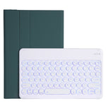 Custodia in pelle per tastiera Bluetooth con copritastiera tonda staccabile con struttura in pelle di agnello stile retroilluminazione YAM12 con supporto, For Lenovo Pad Plus 11 inch TB-J607F / Tab P11 11 inch TB-J606F / Pad 11 inch