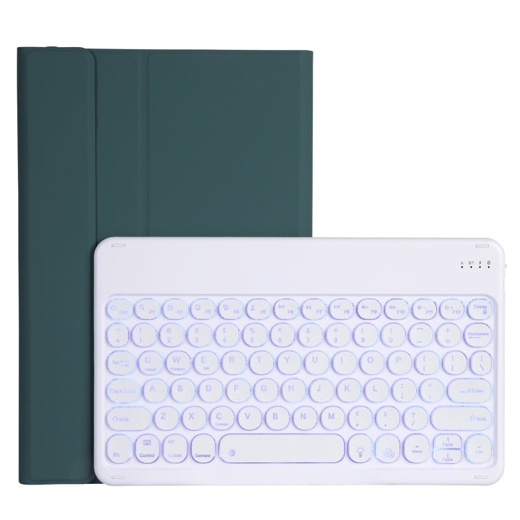 Custodia in pelle per tastiera Bluetooth con copritastiera tonda staccabile con struttura in pelle di agnello stile retroilluminazione YAM12 con supporto, For Lenovo Pad Plus 11 inch TB-J607F / Tab P11 11 inch TB-J606F / Pad 11 inch